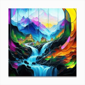 Abstract art of stained glass art landscape 3 Canvas Print