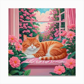 Cat On The Window Sill Canvas Print