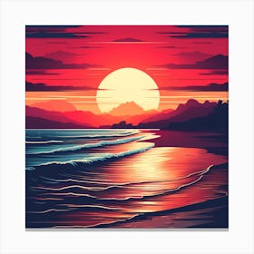 Sunset At The Beach 1 Canvas Print