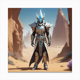 Knight In Armor In The Desert Canvas Print