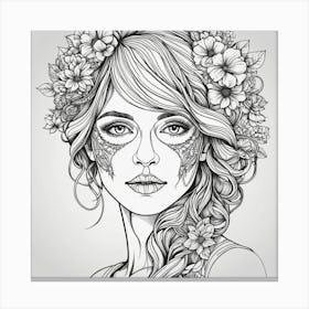 Girl With Flowers In Her Hair Canvas Print