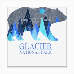 Retro Glacier Grizzly Bear Glacier National Park Canvas Print