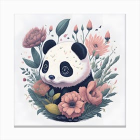 Floral Panda (2) Canvas Print