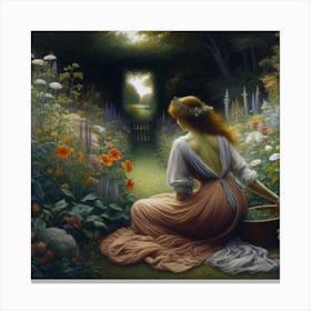 Girl In The Garden 1 Canvas Print