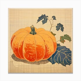 Vintage Pumpkin Illustration Square 3 Canvas Print
