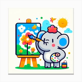 Cartoon Elephant Painting 1 Canvas Print