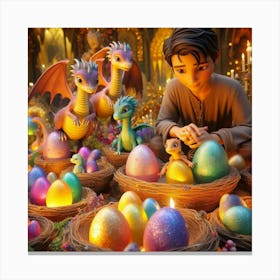 Easter Eggs paintings art print Canvas Print