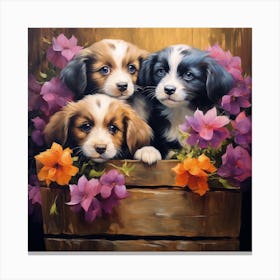 Puppies In A Box Canvas Print