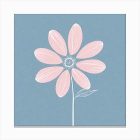 A White And Pink Flower In Minimalist Style Square Composition 289 Canvas Print