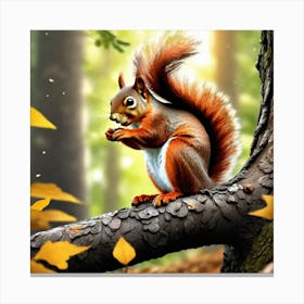 Squirrel In The Forest 390 Canvas Print