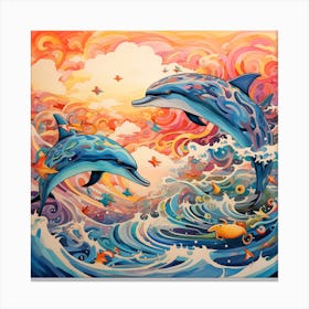 Dolphins In The Ocean 2 Canvas Print