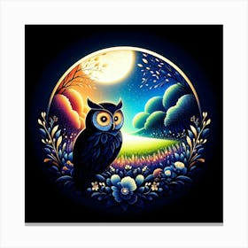 Owl In The Moonlight 1 Canvas Print