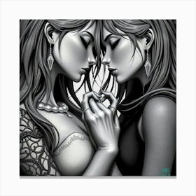 Two Women Holding Hands Canvas Print