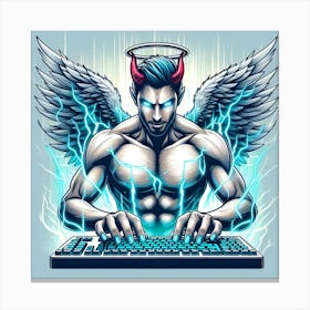 Devil On A Keyboard 2 Canvas Print