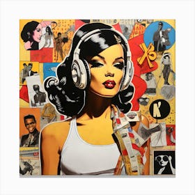 Girl With Headphones Canvas Print