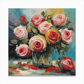 Roses In A Vase Canvas Print