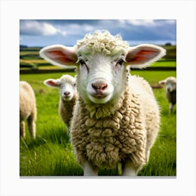 Nature Wool Farm Animal Herd Countryside Grass Sheep Mammal Green Landscape Farming Meado (7) Canvas Print