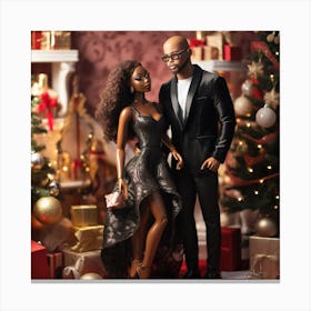 Realistic Black Couple Christmas Stylish Deep In 3 Canvas Print