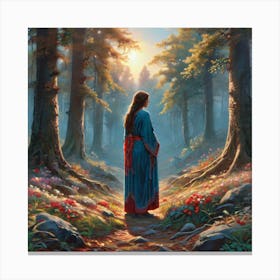 Jesus In The Woods 3 Canvas Print