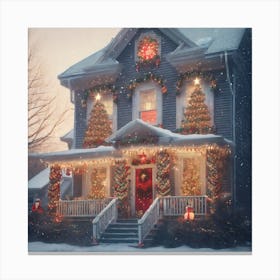 Christmas House Stock Videos & Royalty-Free Footage Canvas Print