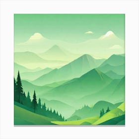 Misty mountains background in green tone 65 Canvas Print