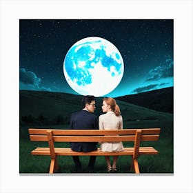 Couple Sitting On A Bench 14 Canvas Print