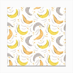 Seamless Stylish Pattern With Fresh Yellow Bananas Background Canvas Print