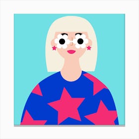 Girl With Stars Canvas Print