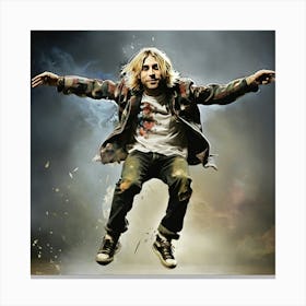 Smudge Kurt Cobain Jump Art Print 1 Canvas Print