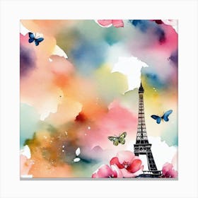 Paris Watercolor Painting Canvas Print