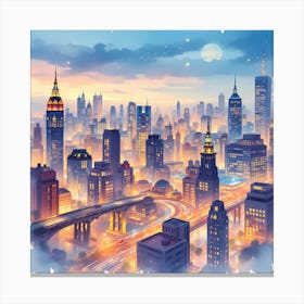 New York City At Night Canvas Print