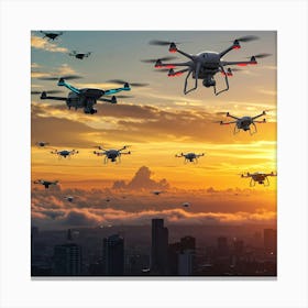 Drones In The Sky 1 Canvas Print