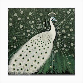 Ohara Koson Inspired Bird Painting Peacock 5 Square Canvas Print