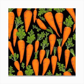 Carrots On A Black Background 6 Canvas Print