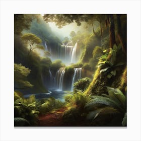 Waterfall In The Jungle Canvas Print