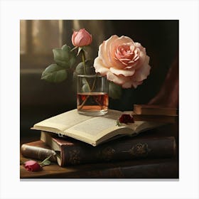 Roses And Books Canvas Print