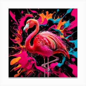 Flamingo Abstract Color Splash Canvas Print