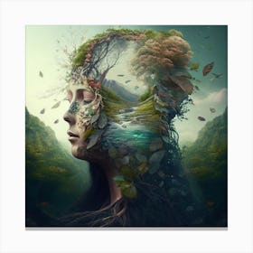 Woman'S Head With Trees Canvas Print