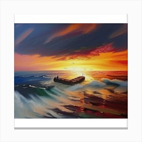 Sunset Boat Canvas Print