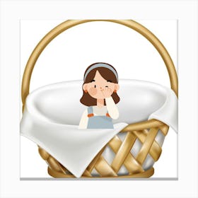 Girl In A Basket Canvas Print