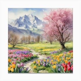 Tulips In Spring Canvas Print