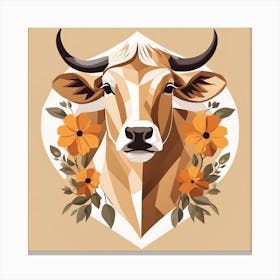Floral Low Poly Taurus (9) Canvas Print