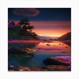 Sunset In The Mountains Canvas Print