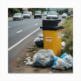 Garbage Bins On The Side Of The Road Canvas Print