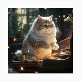 Cat Playing Piano Canvas Print