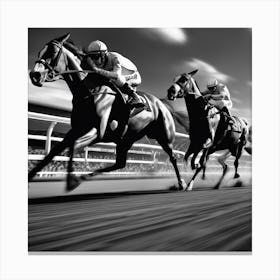 Black And White Horse Racing 1 Canvas Print