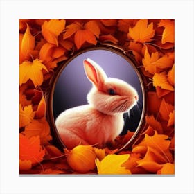 Autumn Rabbit In A Frame Canvas Print