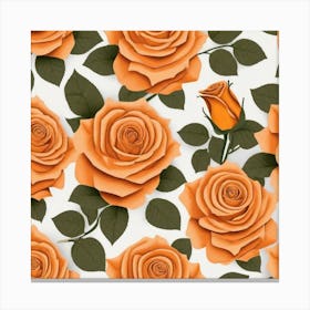 Seamless Pattern With Orange Roses Canvas Print