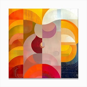 Abstract, Blocks, Thin Lines, orange and pink colors Canvas Print