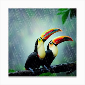 Acrylic Toucans Under the Rain Curtain Canvas Print